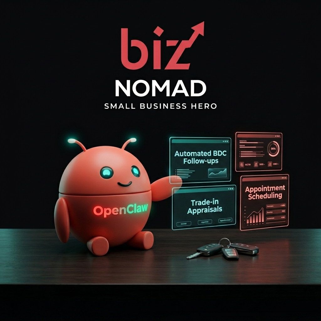 OpenClaw mascot managing dealership BDC operations around the clock