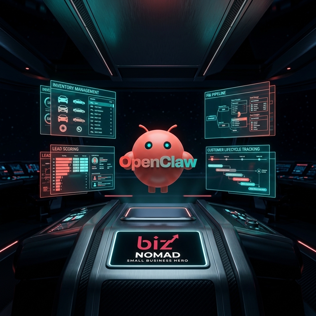 OpenClaw mascot orchestrating dealership lead analytics and follow-ups