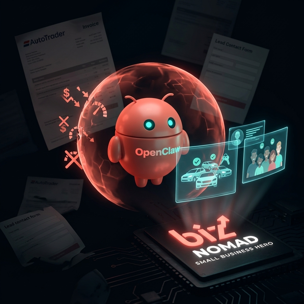 OpenClaw mascot converting wasted dealer ad spend into sold vehicles